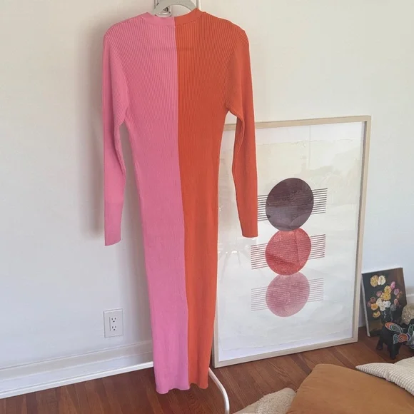 STAUD Pink and Orange Knit Women's Dress - Picture 3 of 4